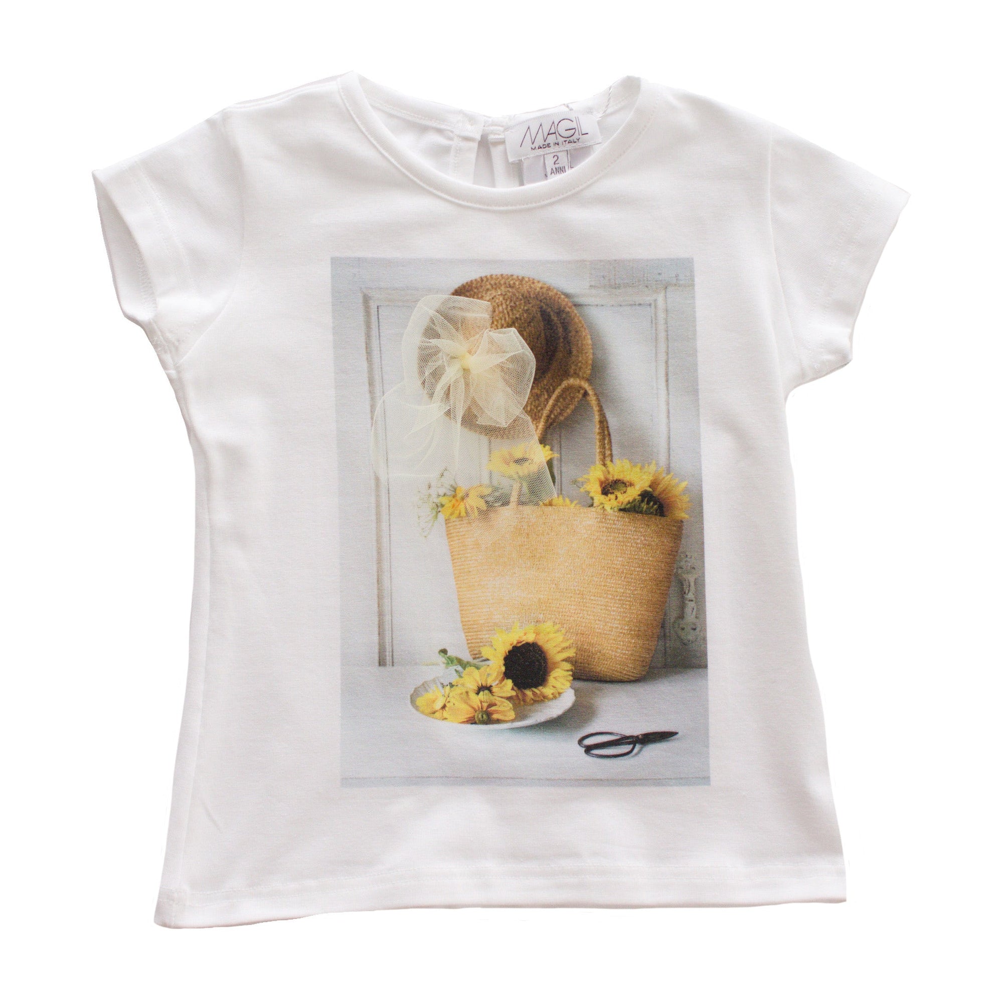 T-SHIRT PRINT SUNHAT AND SUNFLOWERS