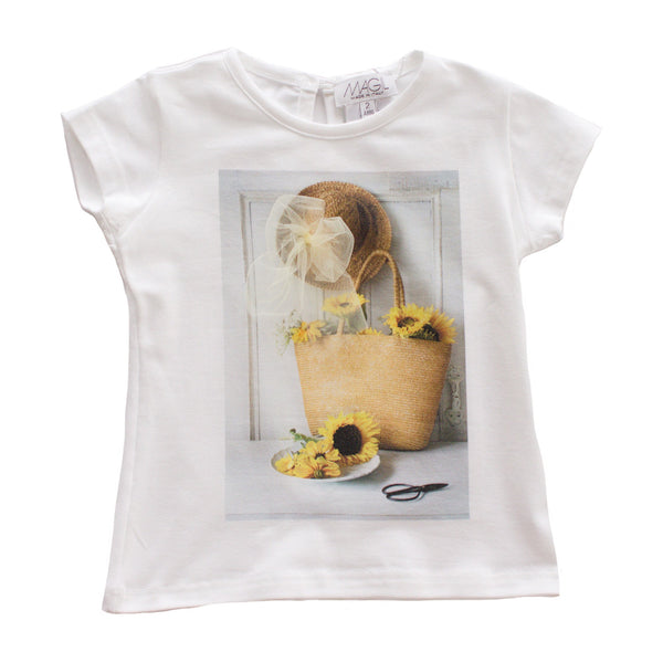 T-SHIRT PRINT SUNHAT AND SUNFLOWERS
