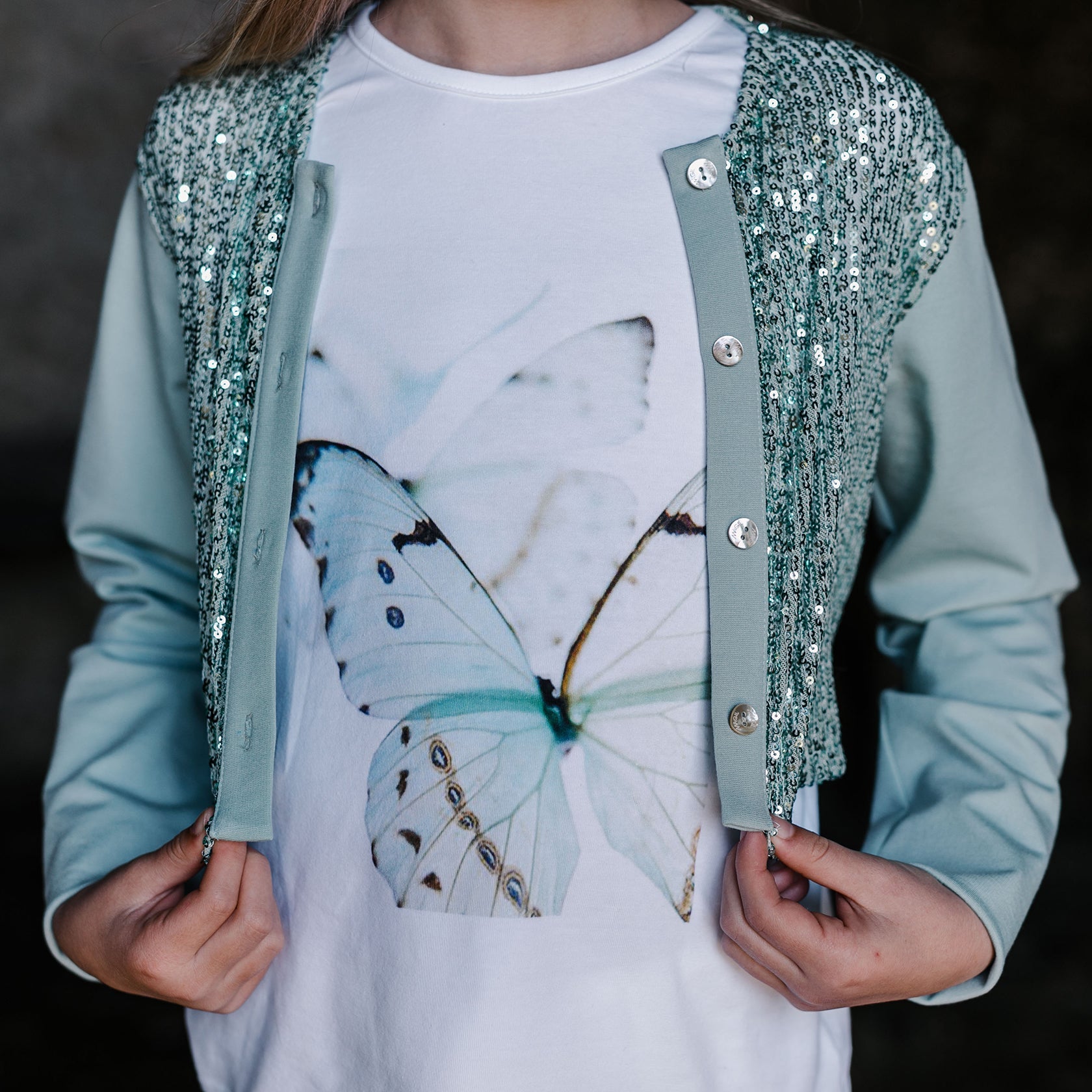 GREEN BUTTERFLY PRINT T-SHIRT