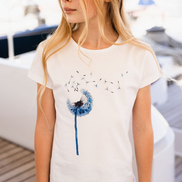 BLAUWE DANDY LEEUW DRUK T-SHIRT