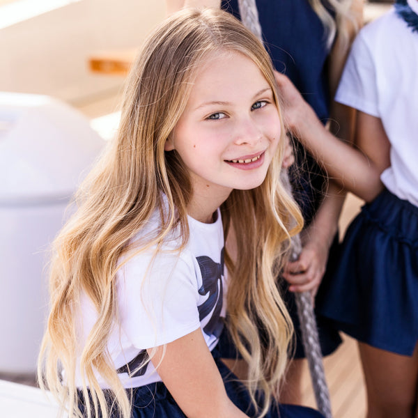 T-SHIRT WITH BLUE BOW PRINT