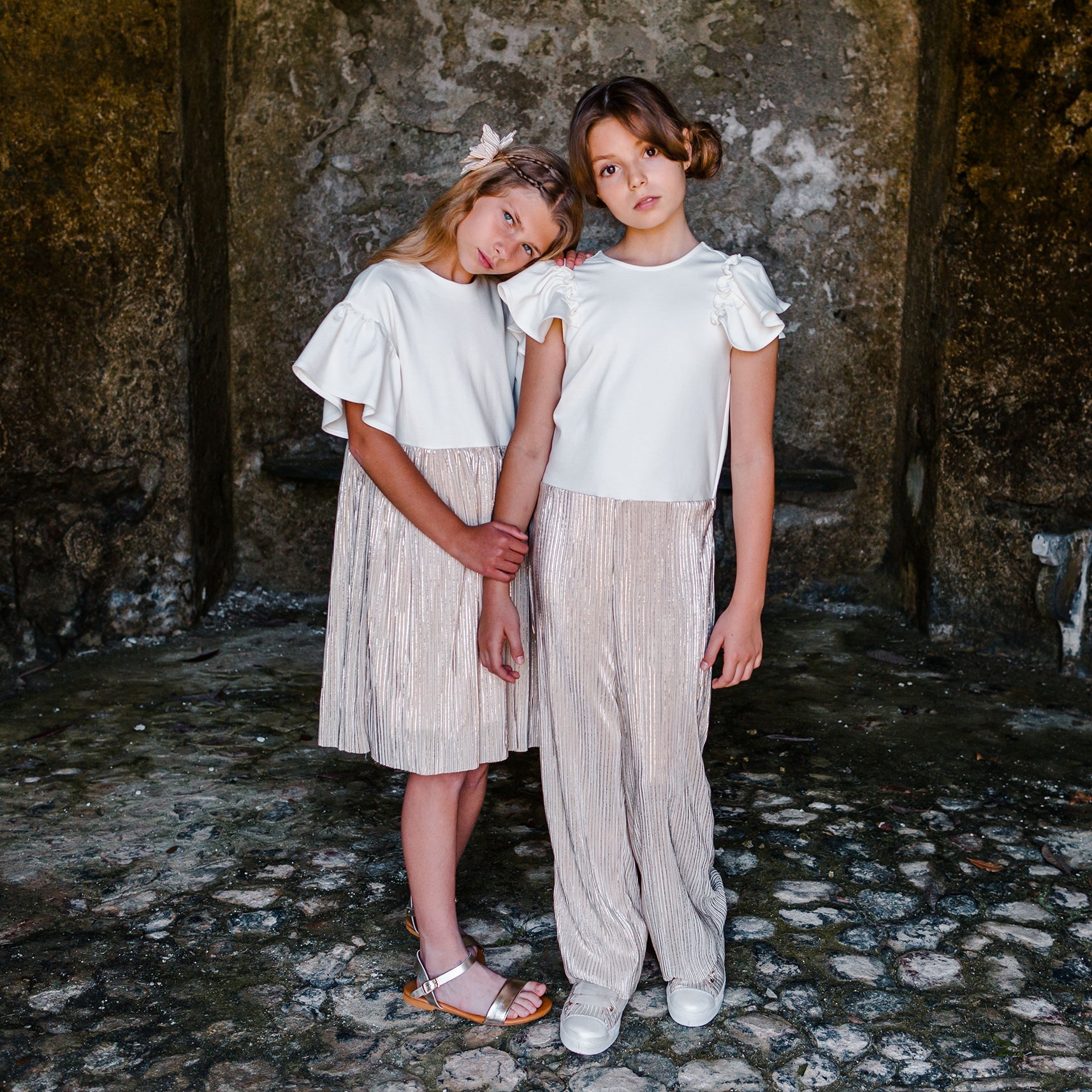 COMBINED MILANO STITCH AND PLEATED JUMPSUIT