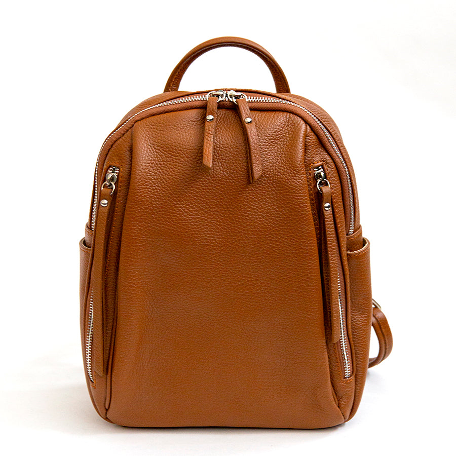 BOSTON - Leather Backpack with Pockets