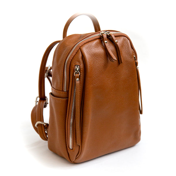 BOSTON - Leather Backpack with Pockets