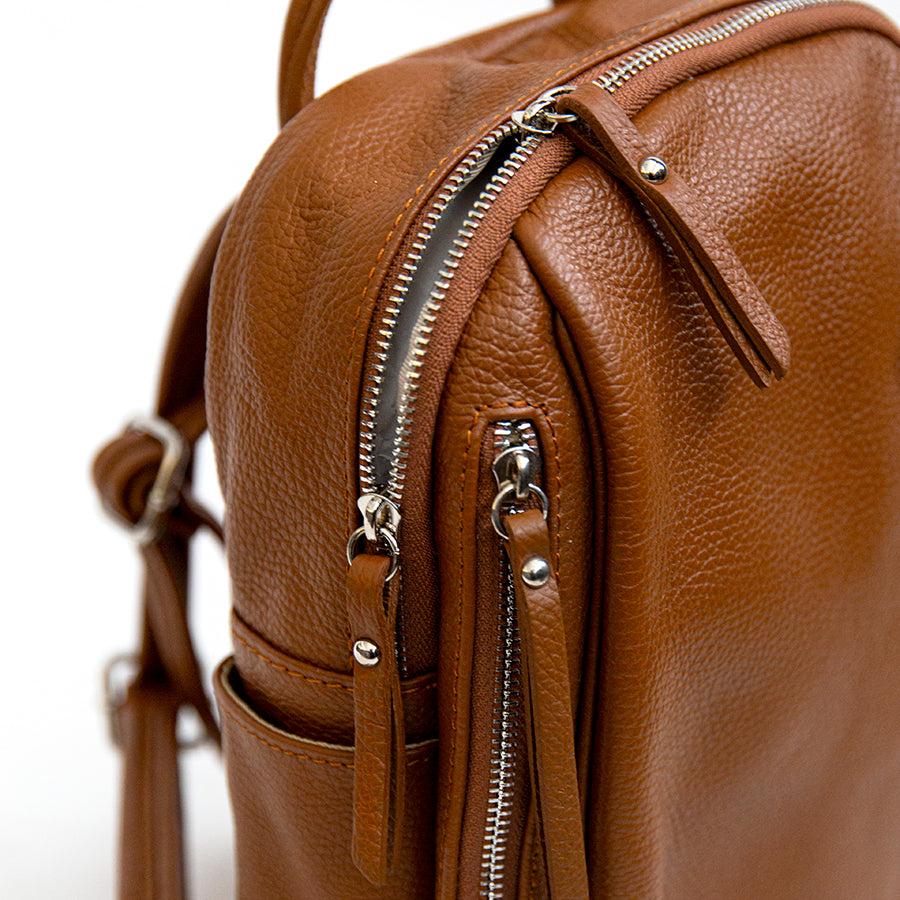 BOSTON - Leather Backpack with Pockets