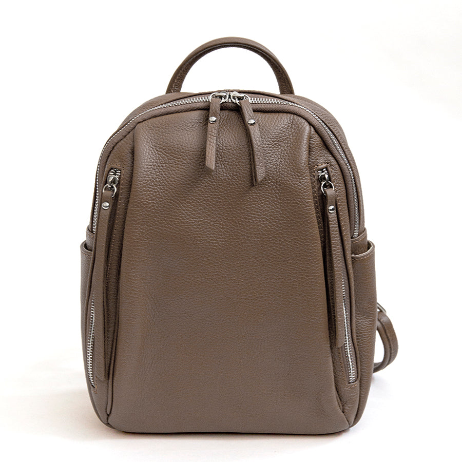 BOSTON - Taupe Leather Pocket Backpack