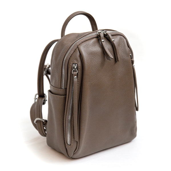 BOSTON - Taupe Leather Pocket Backpack