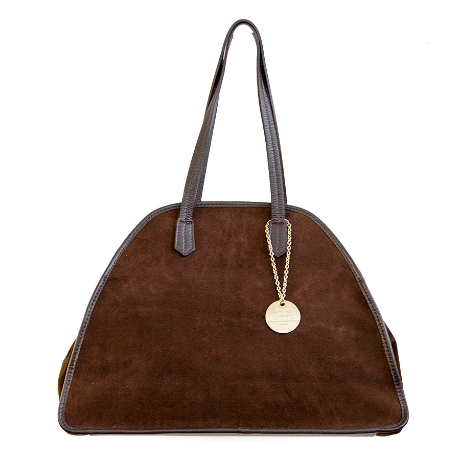 BOWLING - Burnt leather and suede bag