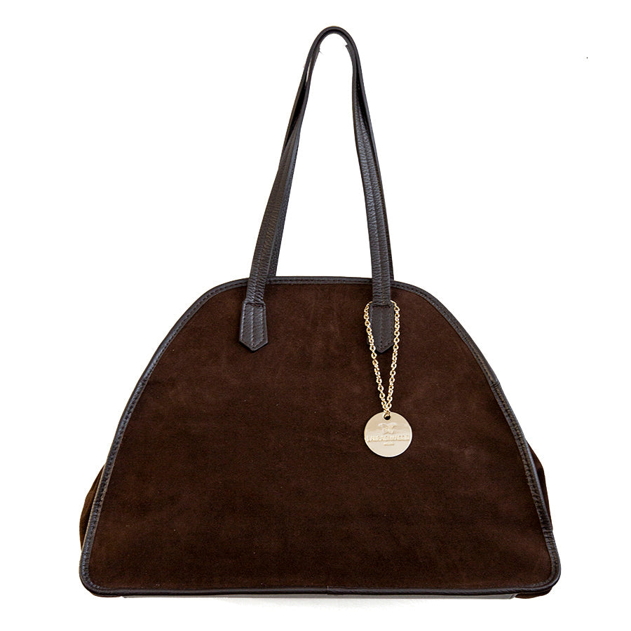 BOWLING - Leather and Suede Bag in Dark Brown