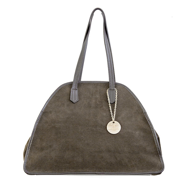 BOWLING - Borsa in pelle e camoscio taupe