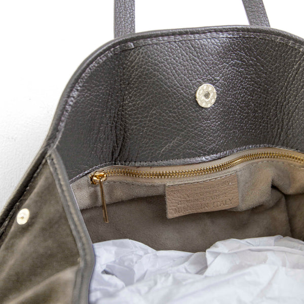 BOWLING - Taupe Leather and Suede Bag