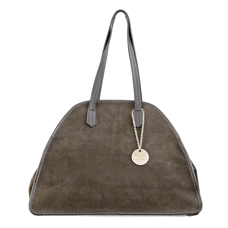 BOWLING - Taupe Leather and Suede Bag