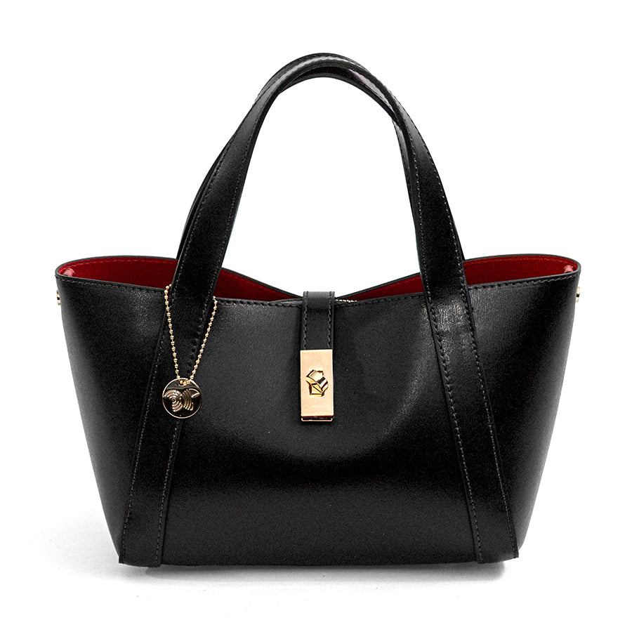 BOXY - Bauletto in pelle elegant nero
