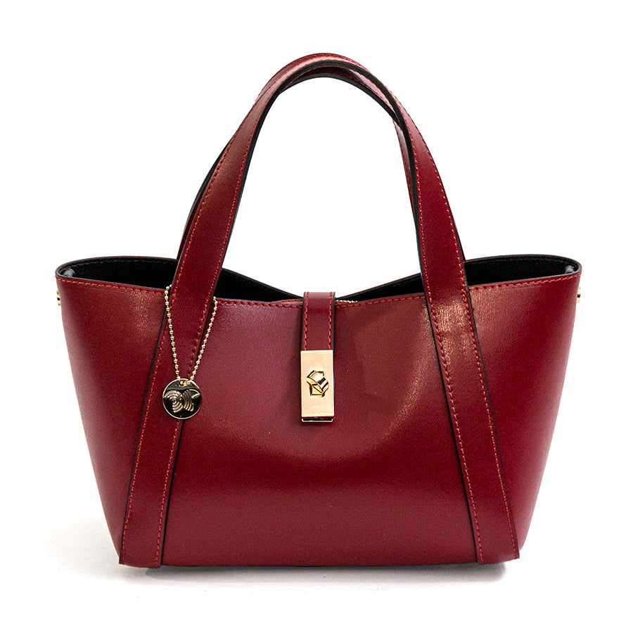 BOXY - Elegant Ruby Leather Handbag
