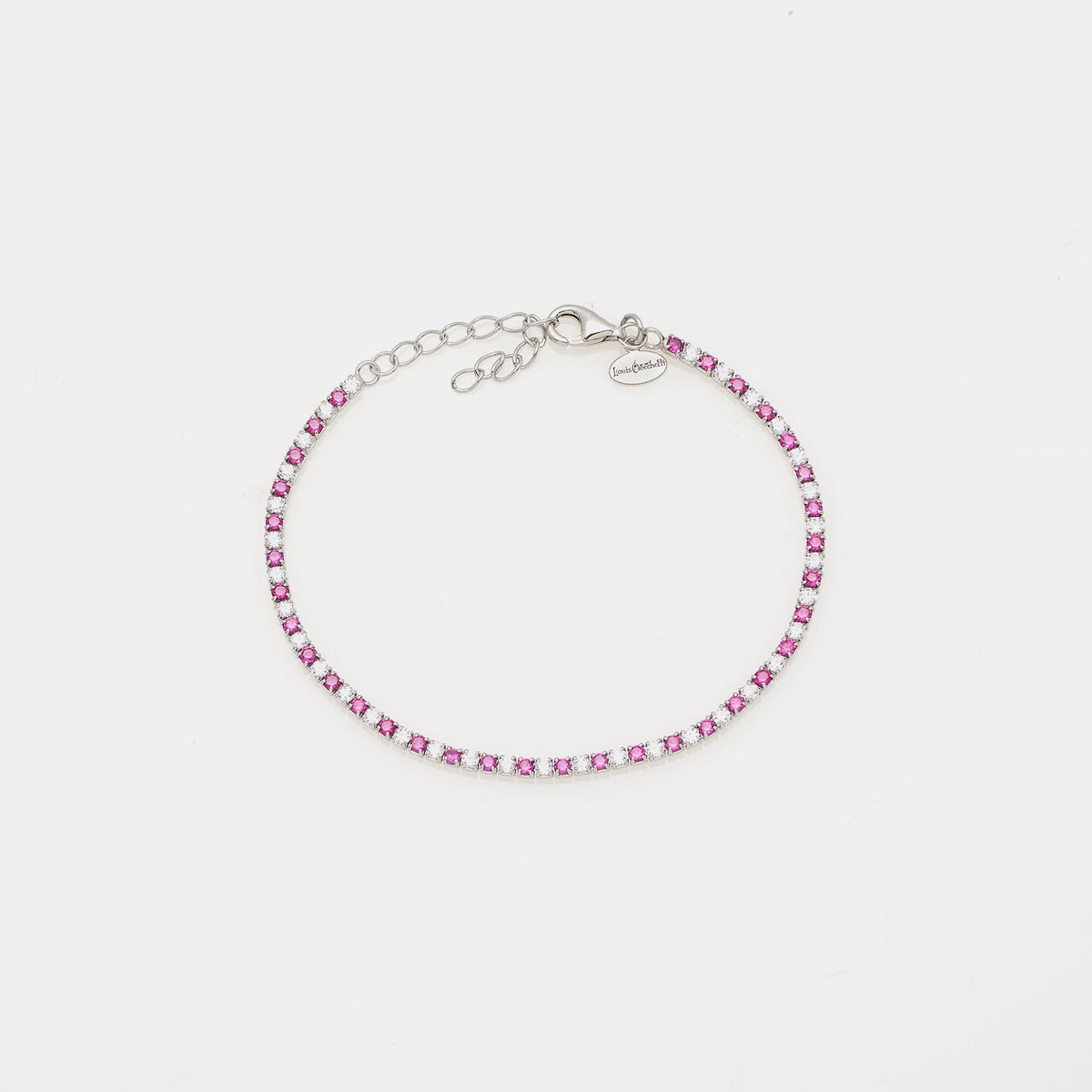 Pulsera de plata chapada en rodio con zirconia roja y blanca mm 2.0