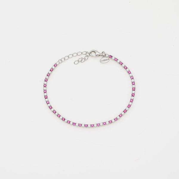 Pulsera de plata chapada en rodio con zirconia roja y blanca mm 2.0