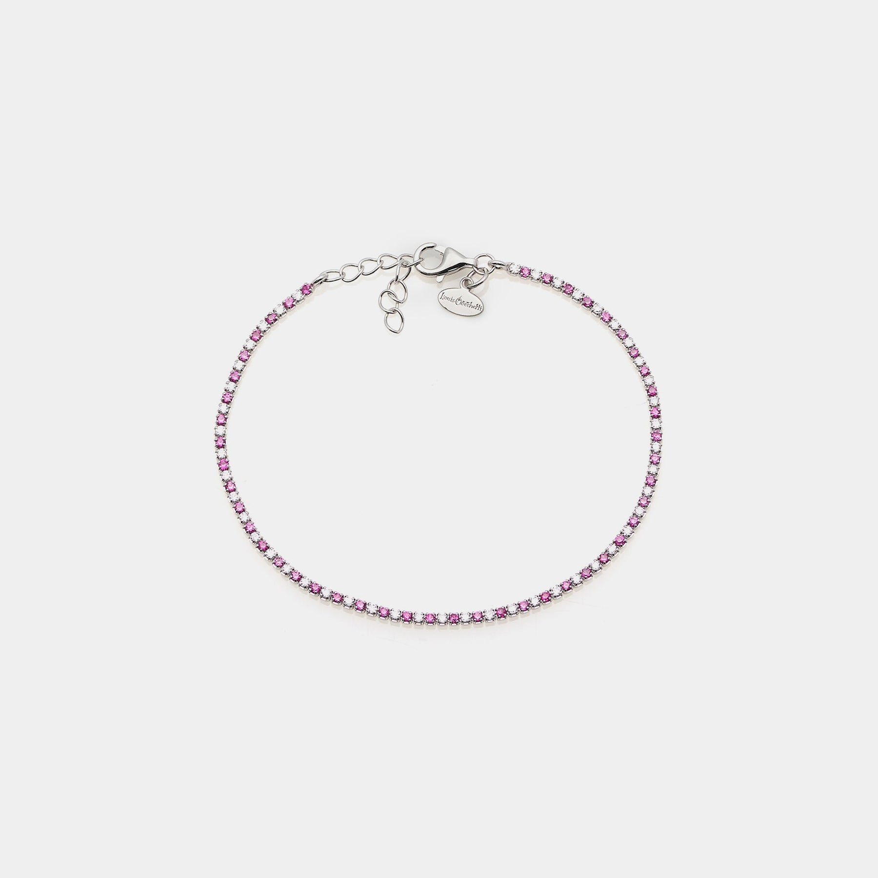 Bracciale argento rodiato tennis e zirconi rossi e bianchi mm 1,5