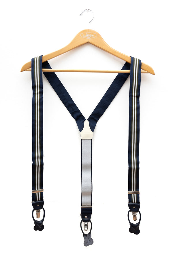 Green Striped Fabric Suspenders