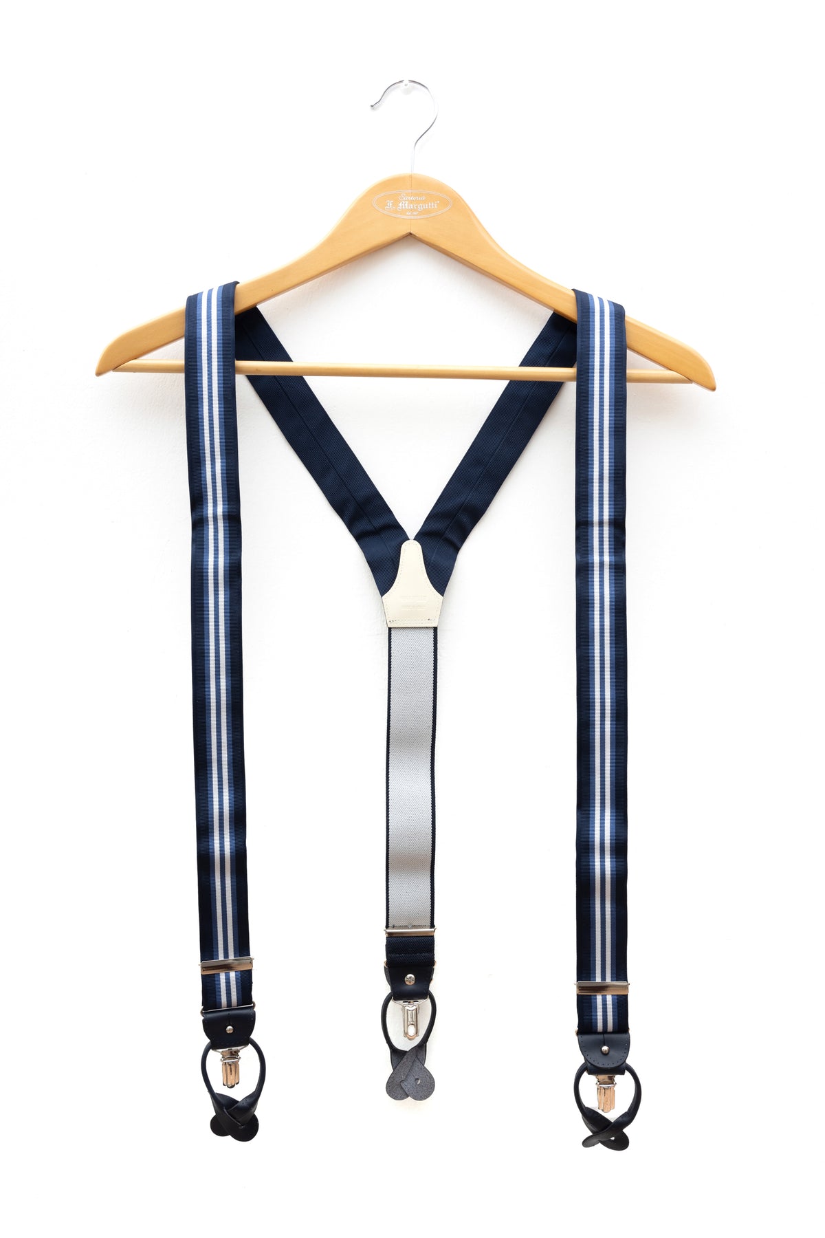 Blue Striped Fabric Suspenders