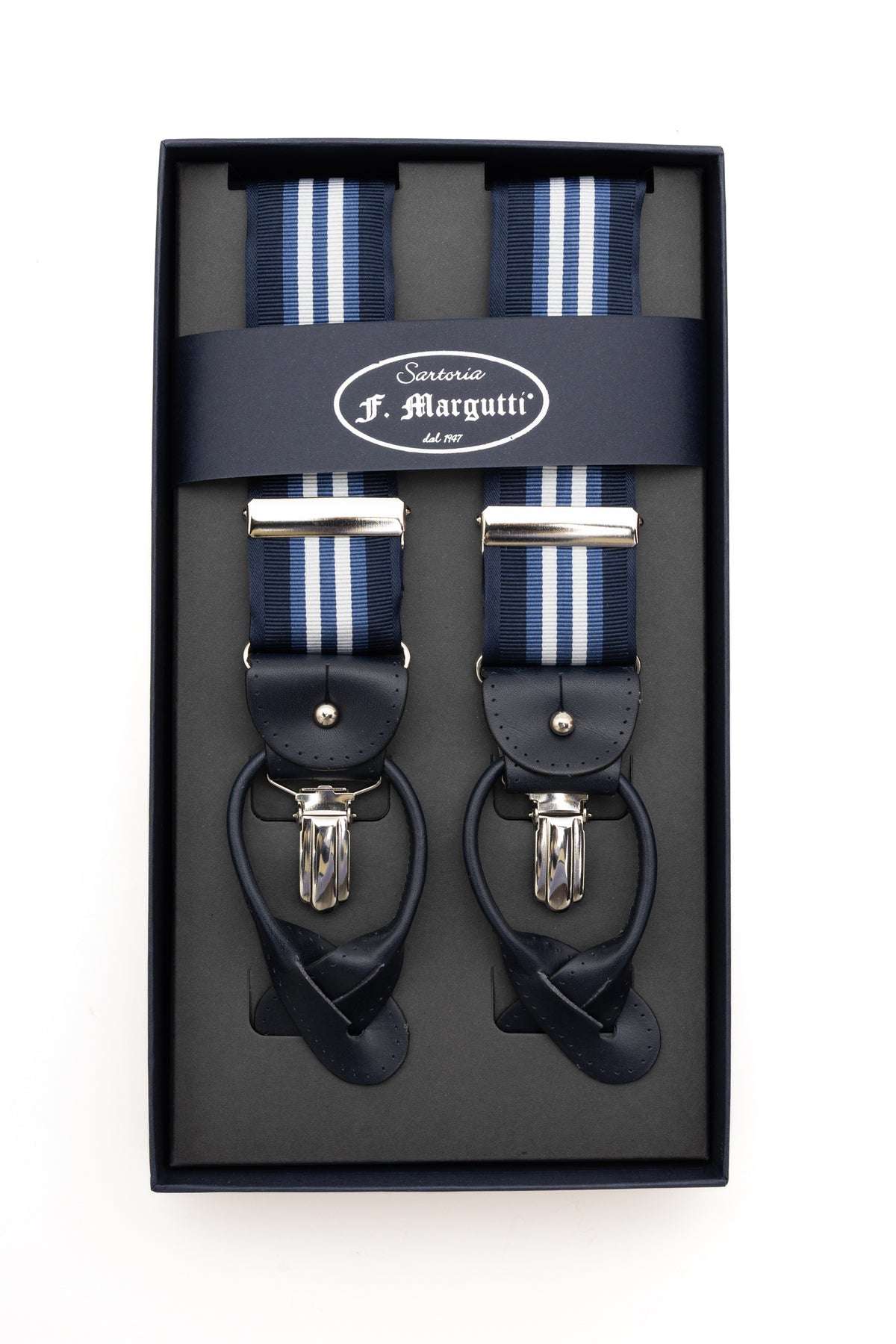 Blue Striped Fabric Suspenders