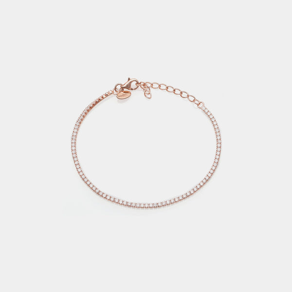 Pulsera de tenis de oro rosa con zirconia blanca de 1.5 mm