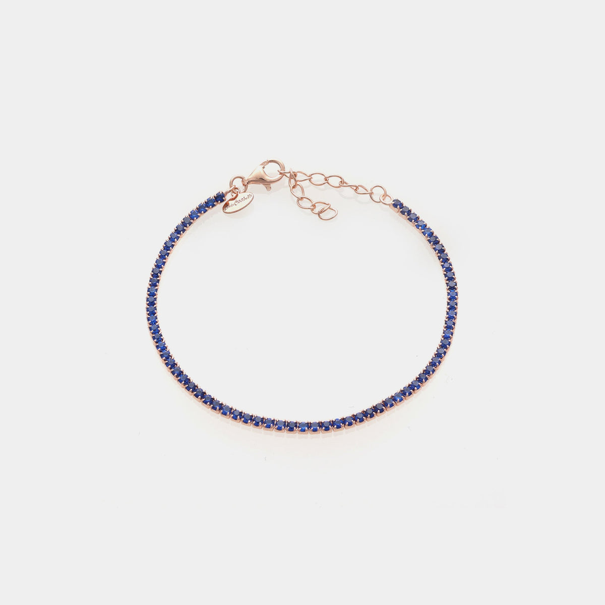 Rose gold silver tennis bracelet with blue zirconia mm 2.0