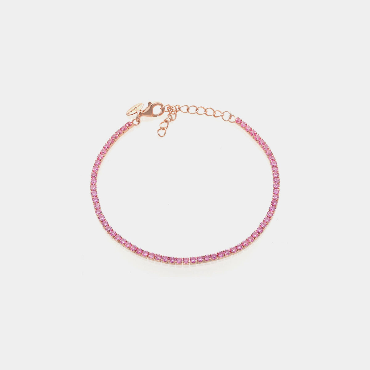 Bracciale argento rosato tennis e zirconi rosa acceso mm 2,0