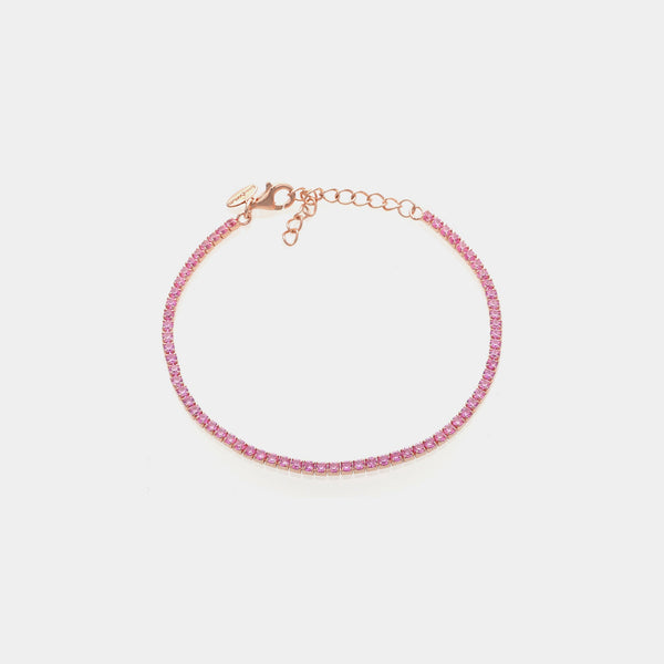 Bracciale argento rosato tennis e zirconi rosa acceso mm 2,0