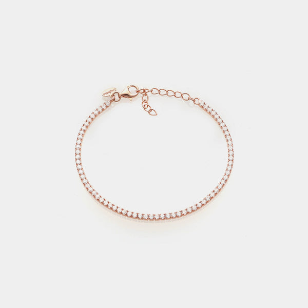 Bracciale argento rosato tennis e zirconi bianchi mm 2,0