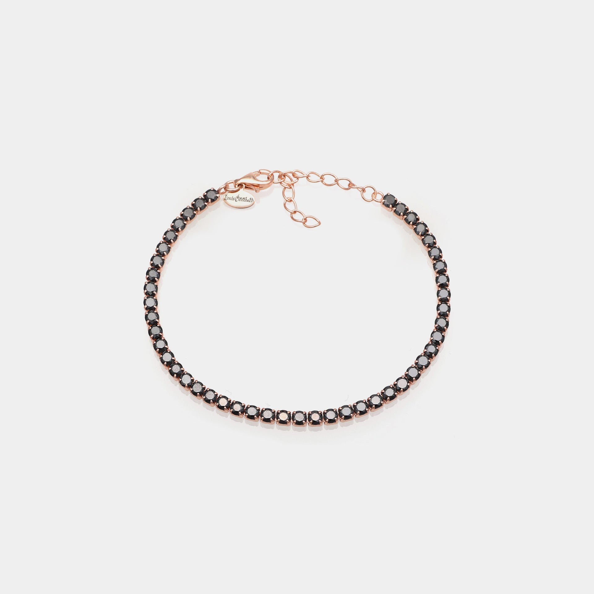 Rose gold tennis bracelet with black zirconia mm 3.0