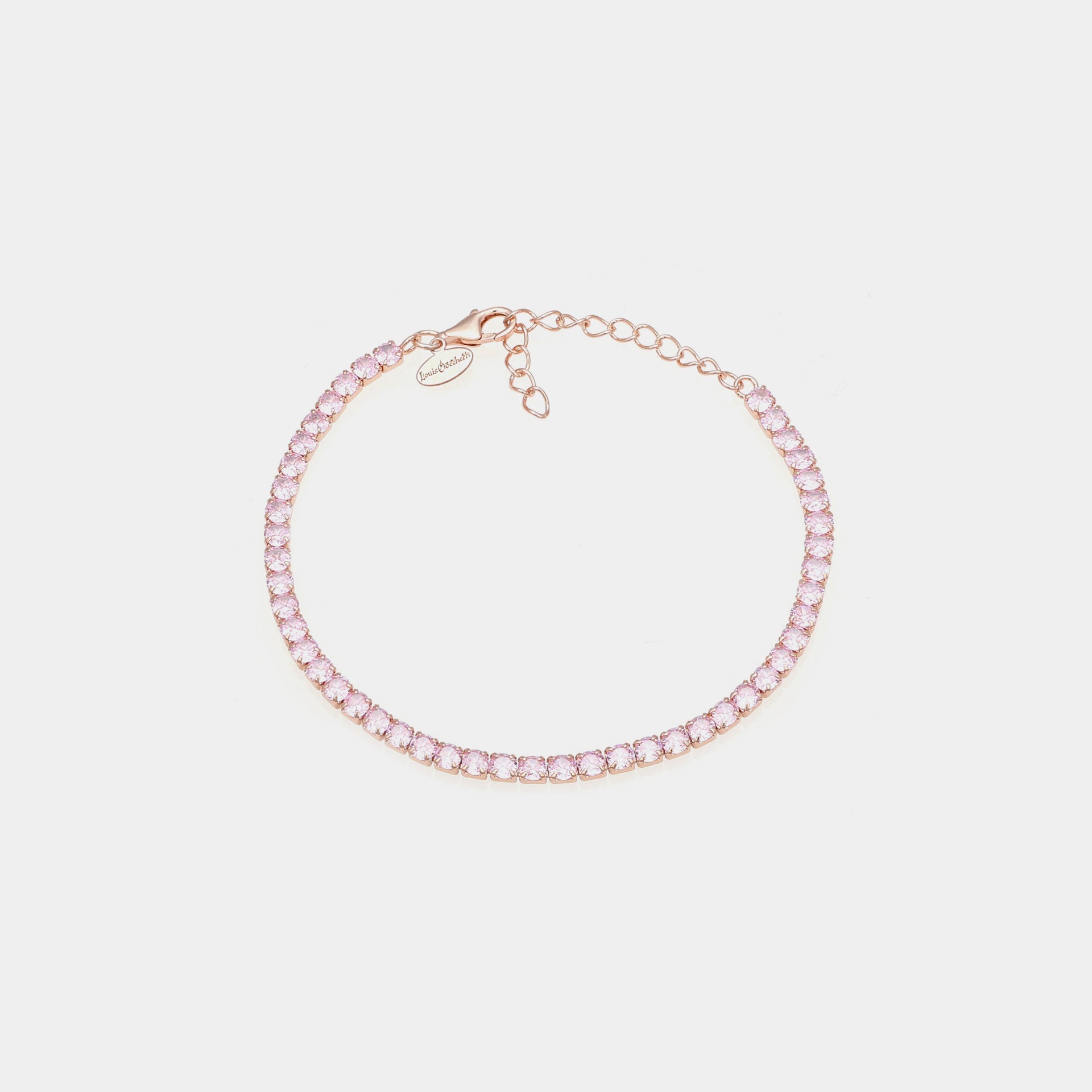 Rose Gold Tennis Bracelet with Light Pink Zirconia 3.0 mm