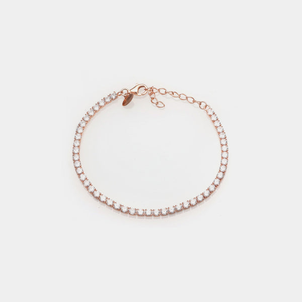 Rose gold tennis bracelet with white zirconia mm 3.0