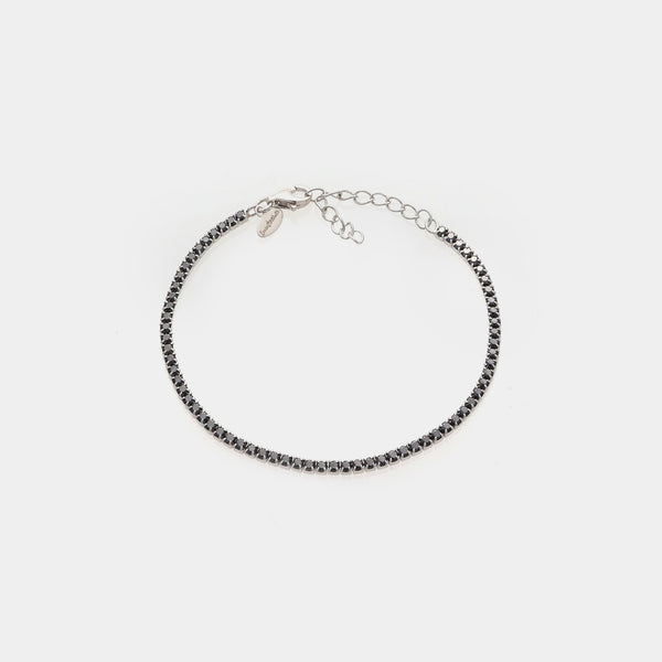 Rhodium-plated silver tennis bracelet with black zircons mm 2.0
