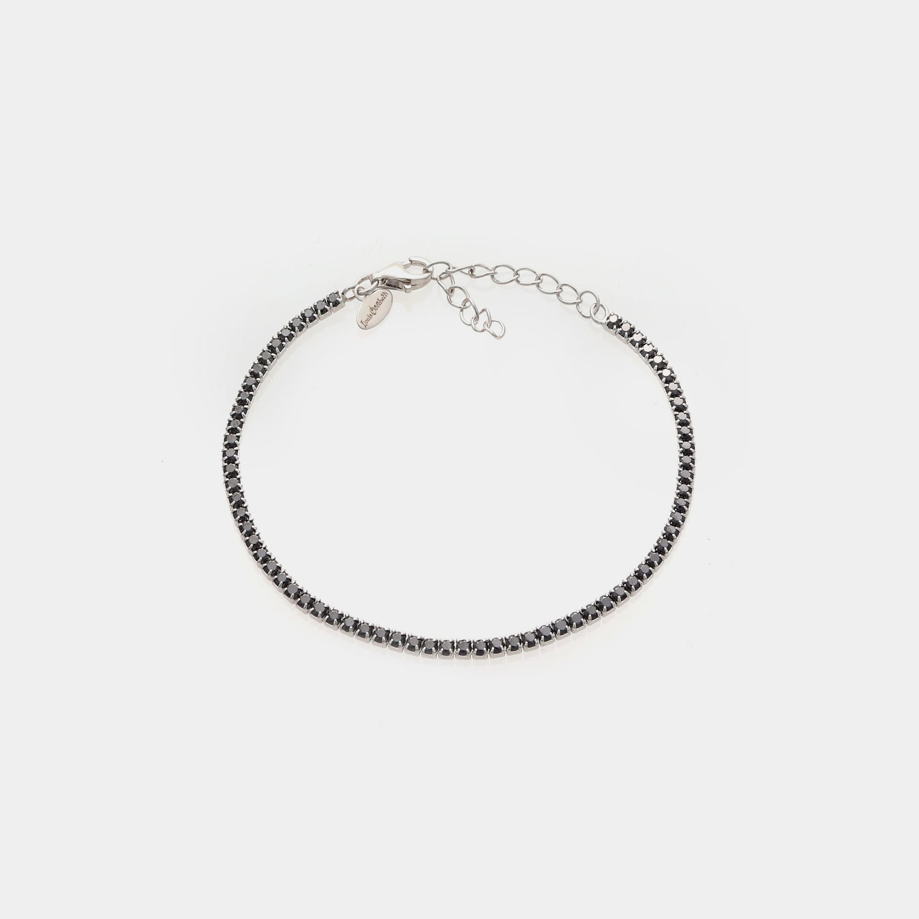 Rhodium-plated silver tennis bracelet with black zircons mm 2.0