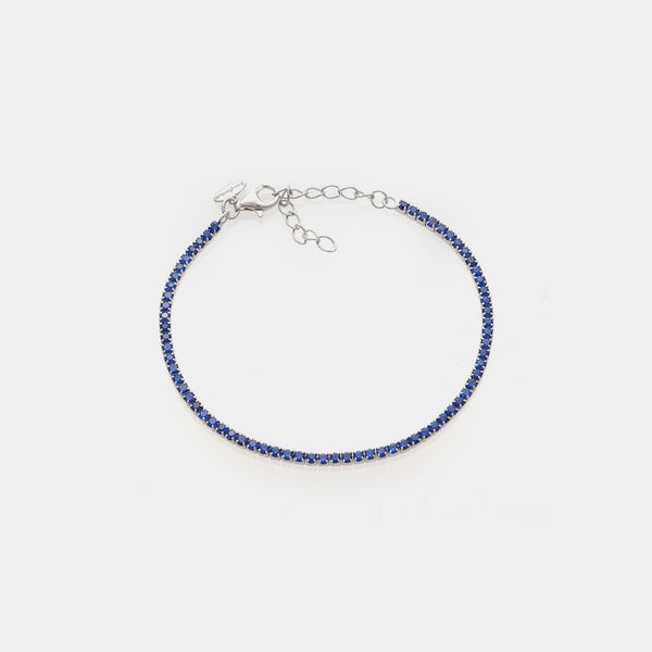 Rhodium-plated silver tennis bracelet with blue zirconia 2.0 mm