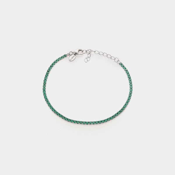 Pulsera de tenis de plata chapada en rodio con zircones verdes mm 2.0