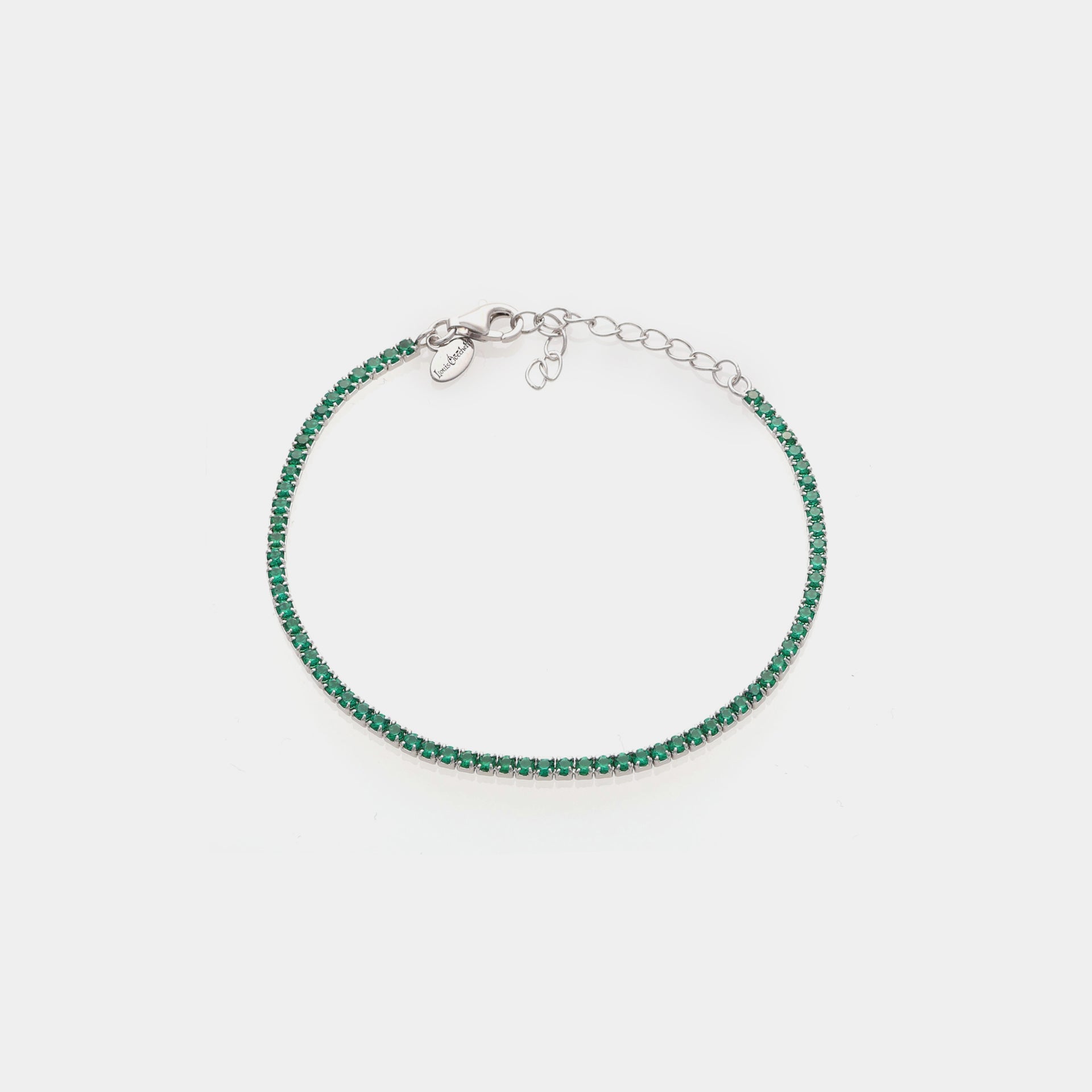 Rhodium-plated silver tennis bracelet with green zircons mm 2.0