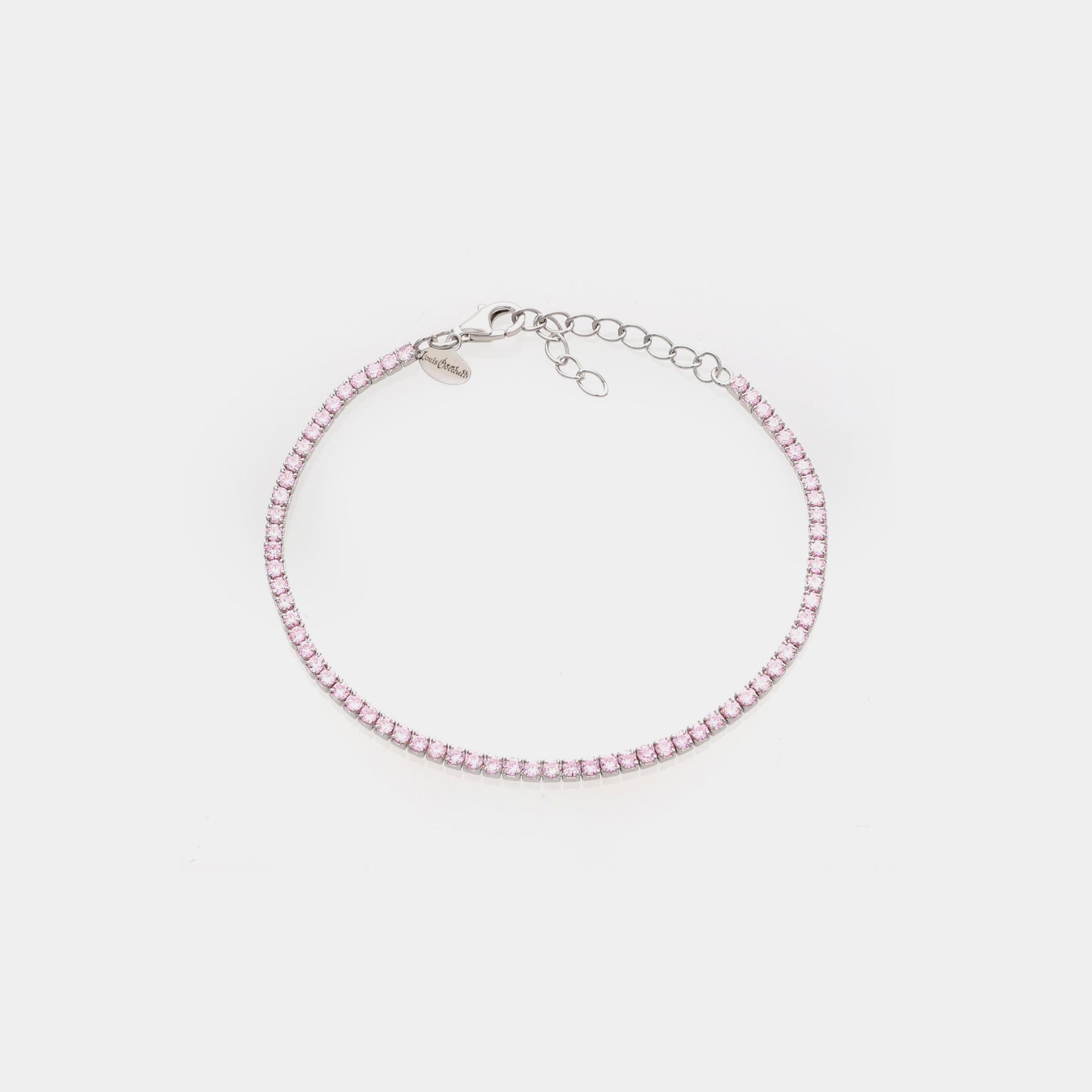 Rhodium-plated silver tennis bracelet with light pink zirconia mm 2.0