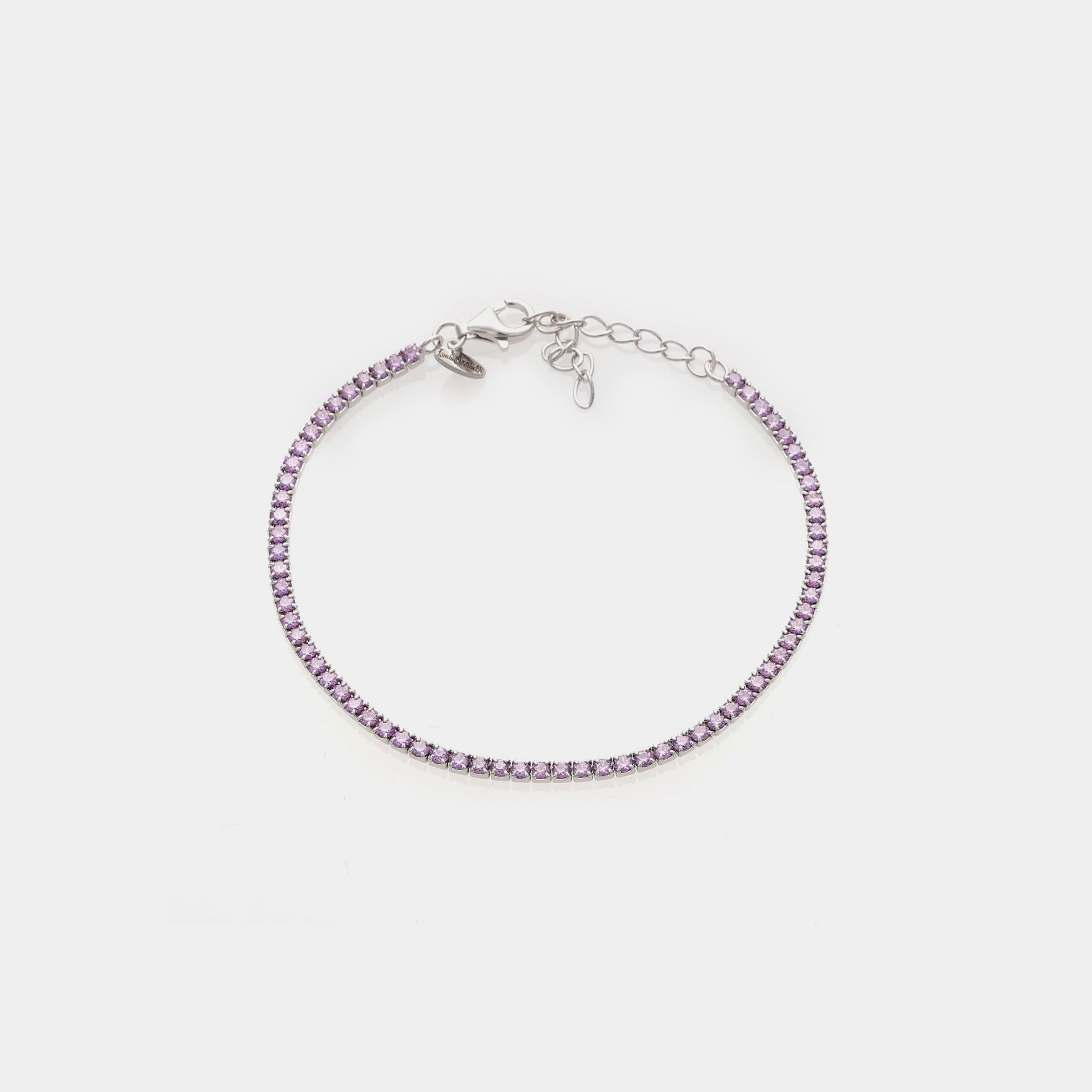 Rhodium-plated silver tennis bracelet with light purple zirconia mm 2.0