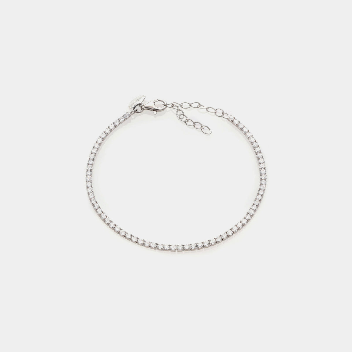 Bracciale argento rodiato tennis e zirconi bianchi mm 2,0