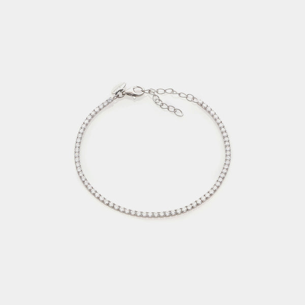 Rhodium-plated silver tennis bracelet with white zirconia mm 2.0