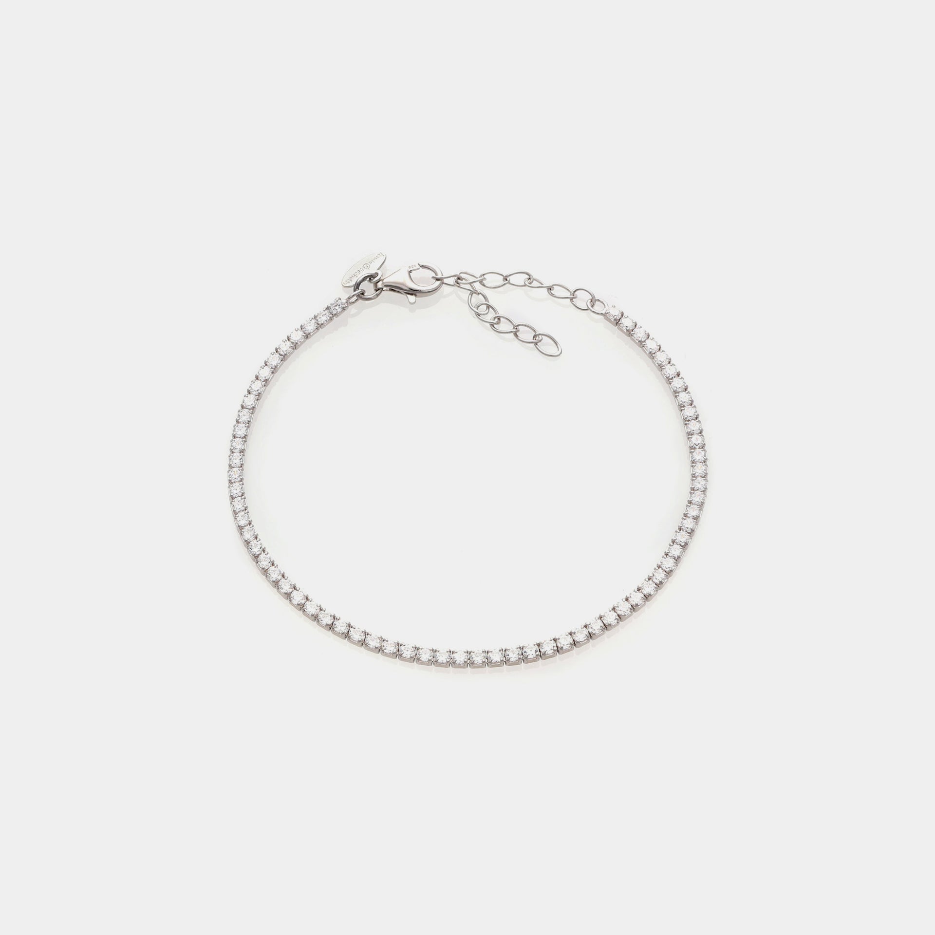 Bracciale argento rodiato tennis e zirconi bianchi mm 2,0