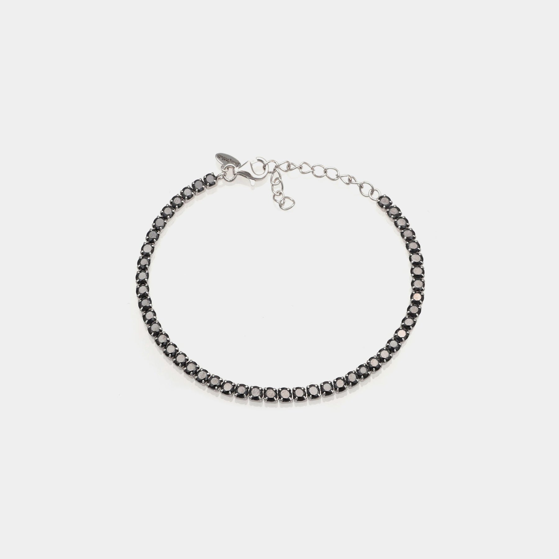 Rhodium-plated silver tennis bracelet with black zircons mm 3.0