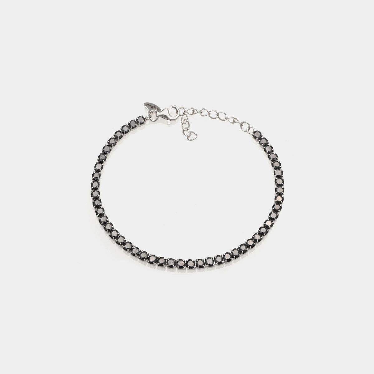 Rhodium-plated silver tennis bracelet with black zircons mm 3.0