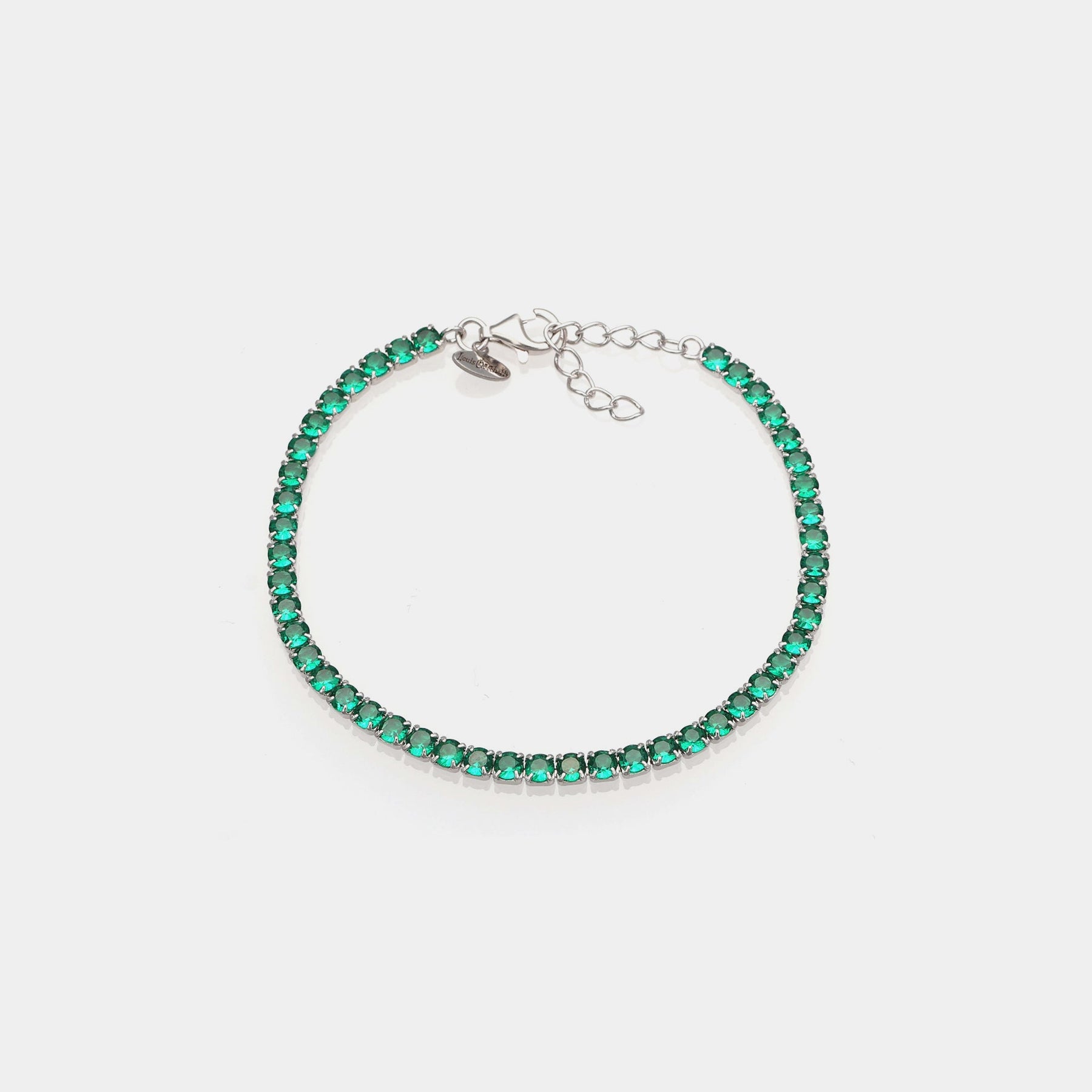 Rhodium-plated silver tennis bracelet with green zircons mm 3.0