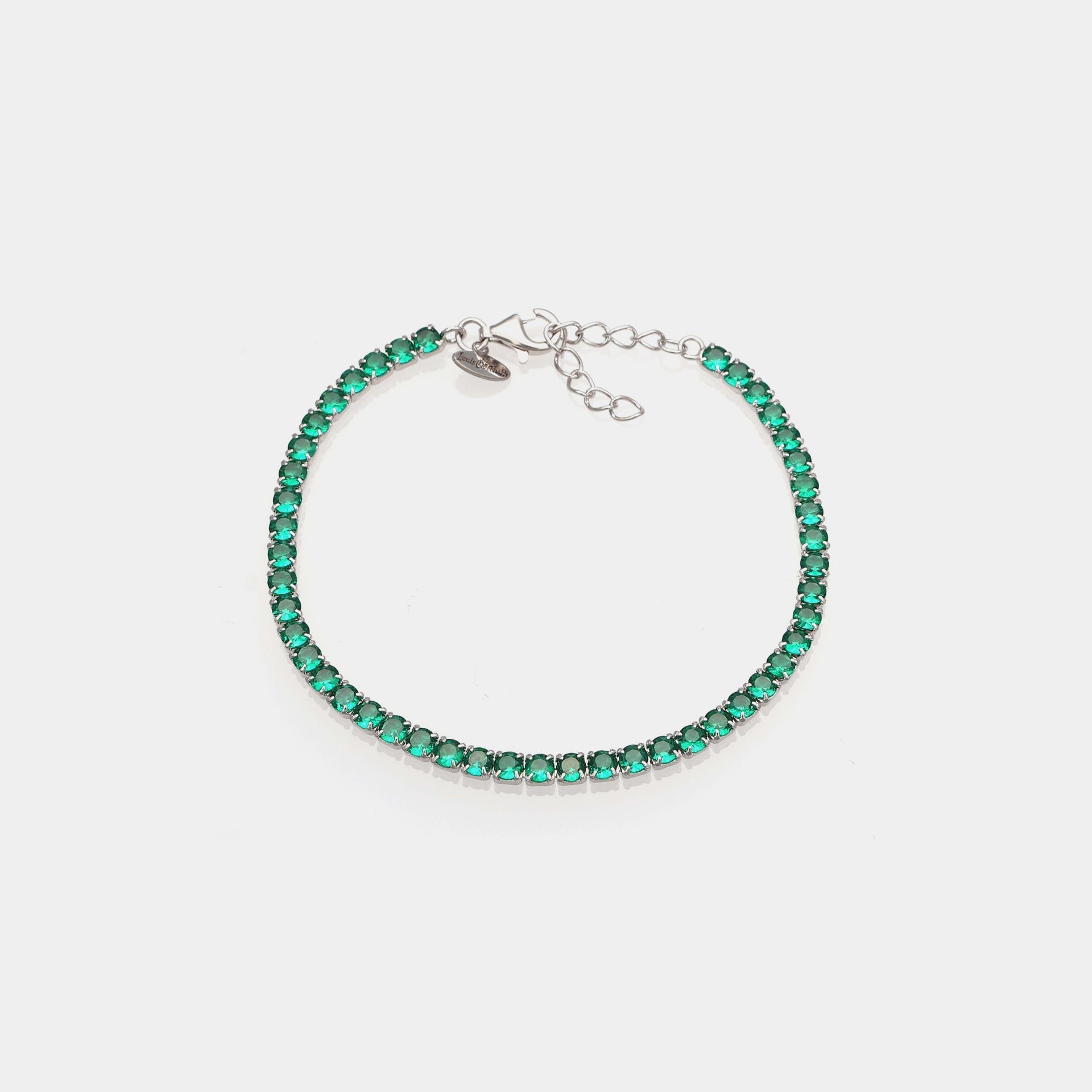 Rhodium-plated silver tennis bracelet with green zircons mm 3.0