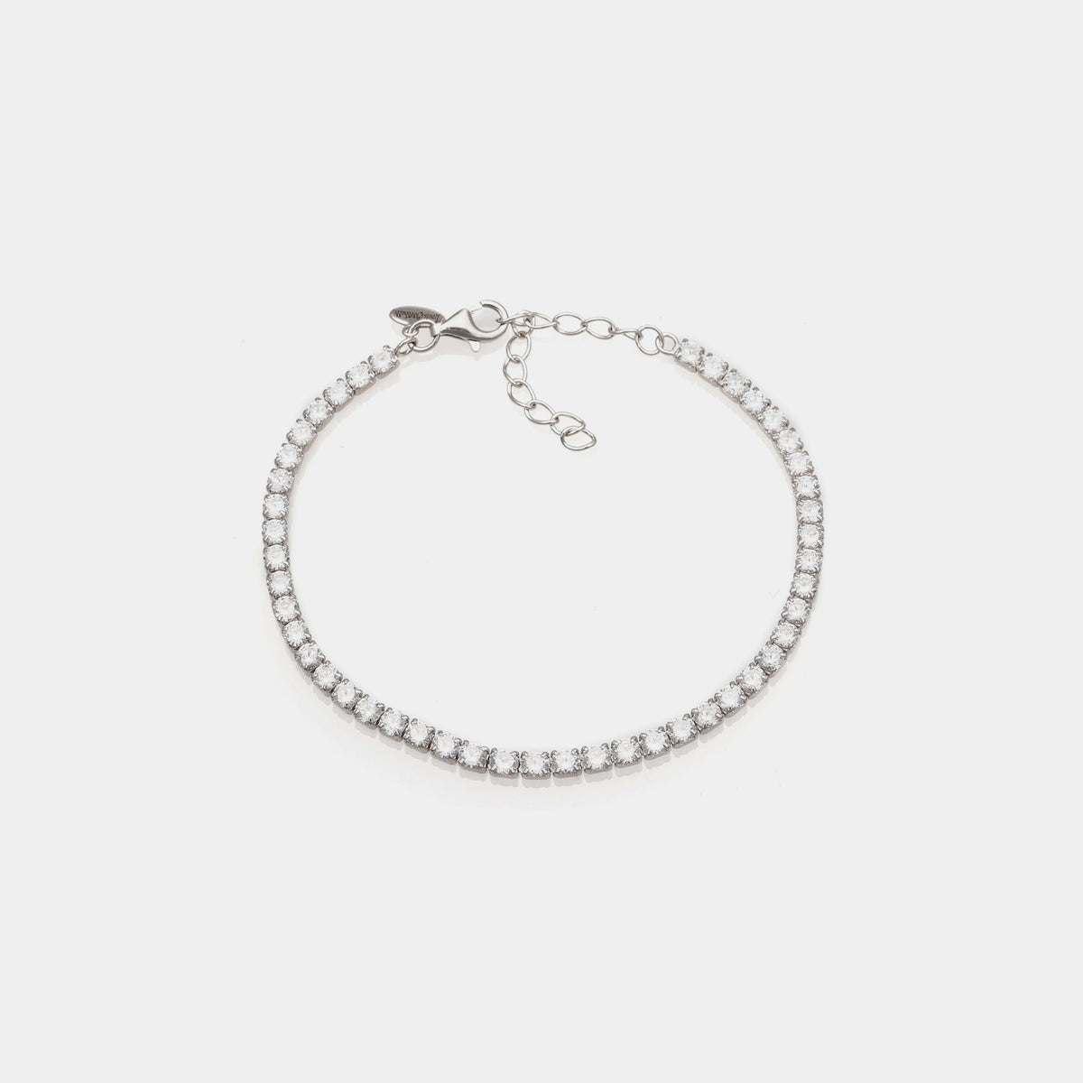 Rhodium-plated silver tennis bracelet with white zirconia mm 3.0