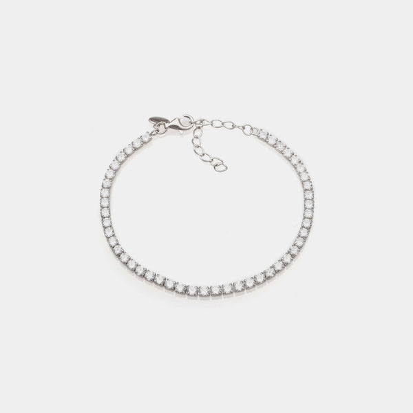 Rhodium-plated silver tennis bracelet with white zirconia mm 3.0