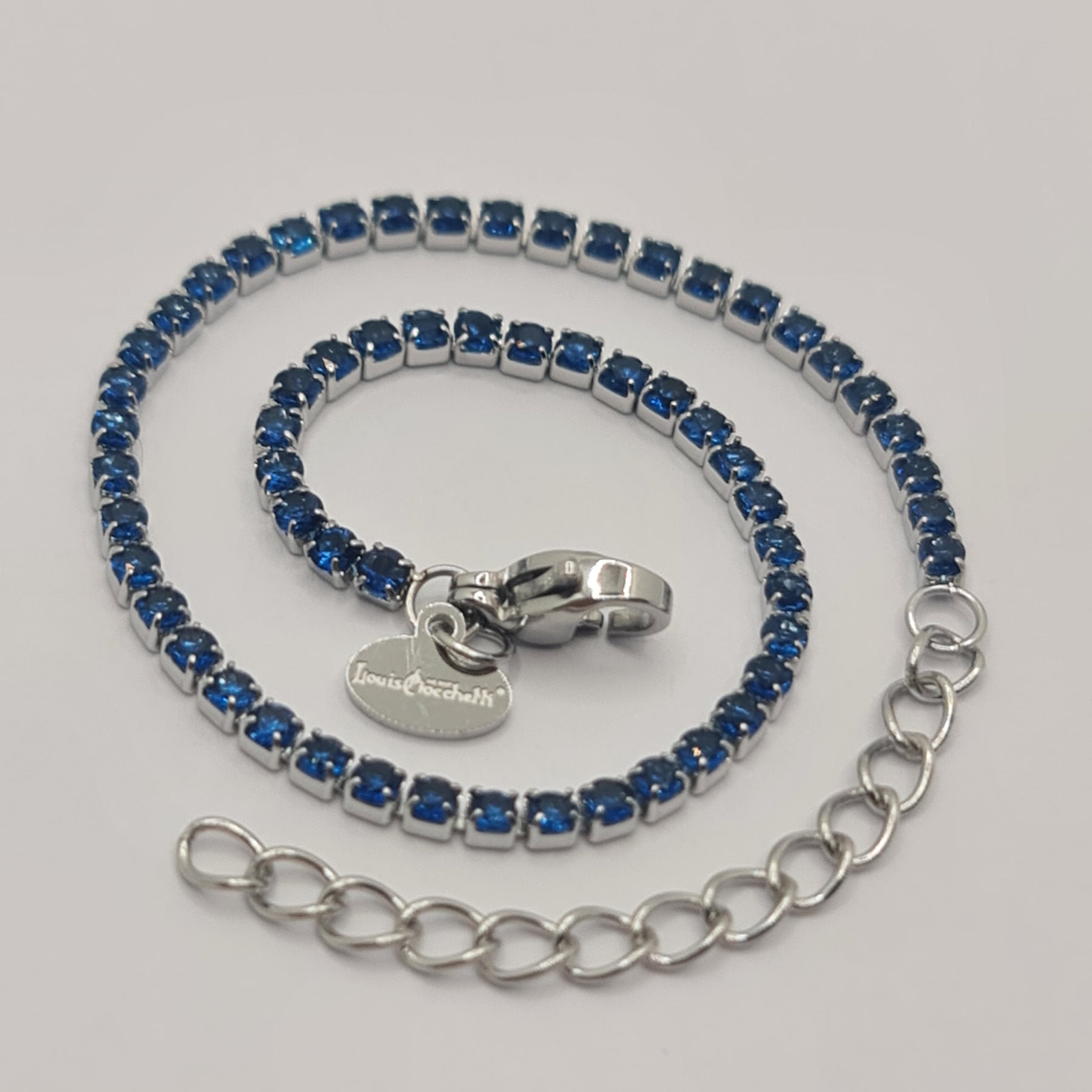 BRACCIALE ACCIAIO TENNIS E ZIRCONI BLU MM 2,00