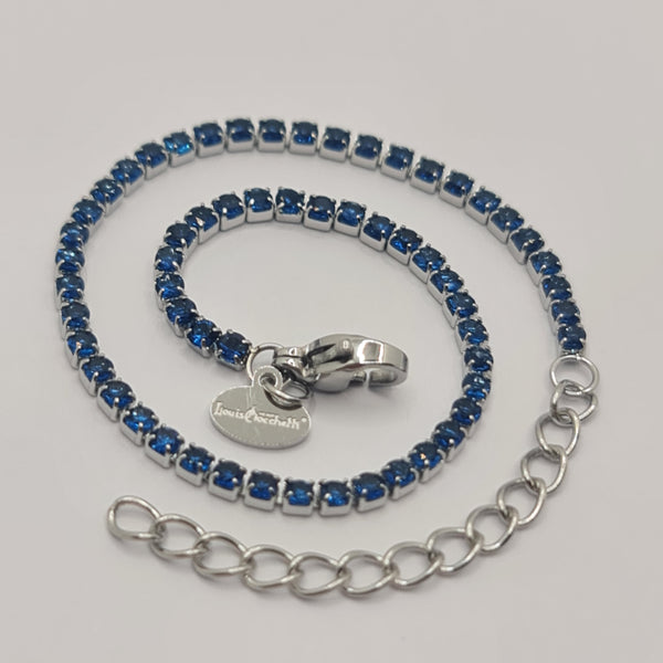 BRACCIALE ACCIAIO TENNIS E ZIRCONI BLU MM 2,00